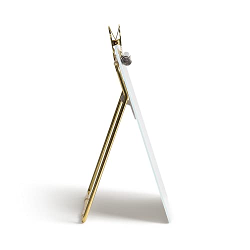 U Brands Desk Whiteboard Easel, Glass Dry Erase Board, Gold Wire Stand - size: 9"W x 11.7"H