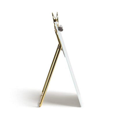 U Brands Glass Dry-Erase Desktop Easel, Tempered Glass, Gold Metal Stand, Removable Clip (Pack of 2) - size: 8.5"W x 11"H (Pack of 2)