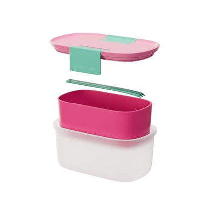CHAKO LAB Fruit Storage Containerswith Removable Colander, Built-in fruit fork, Food Storage Containers with Lids 21oz(strawberry) - color: strawberry