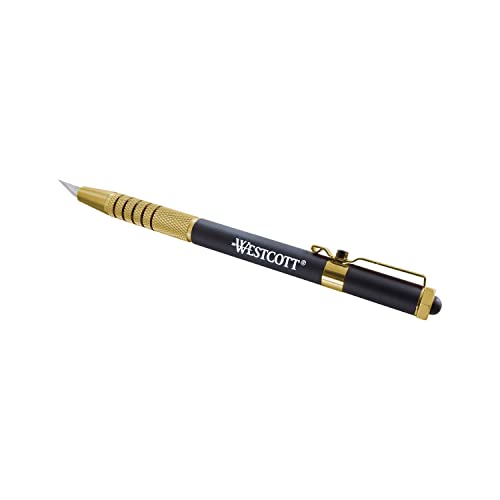 Westcott 17314 Pen-Style Retractable CarboTitanium Bonded Hobby Knife, Gold