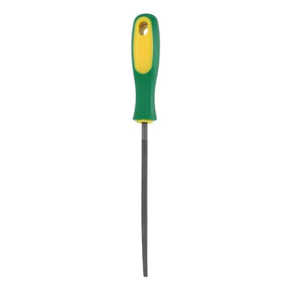 HARFINGTON 6" Round Medium Cut File Double Cut Teeth Medium Metal File High Carbon Steel T12 with Plastic Handle for Metal Wood Finishing Roughing, Grey/Yellow-Green - size: 6", style: Medium Cut