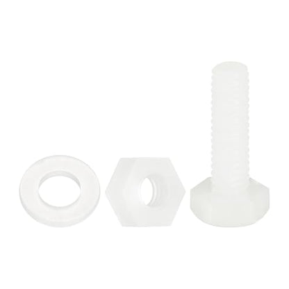 uxcell 300 Pcs/100 Sets Nylon Hex Bolts, M4 x 15mm Plastic Full Threaded Hex Head Screws Bolts and Nuts with Flat Washers for Machinery Electronics Industrial Accessories, White - size: M4 x 15mm