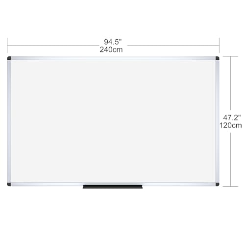 VIZ-PRO Dry Erase Board/Magnetic Whiteboard, 96 x 48 Inches, Large Wall Mounted Board for School Office and Home 8' x 4' - size: 96"W x 48"H