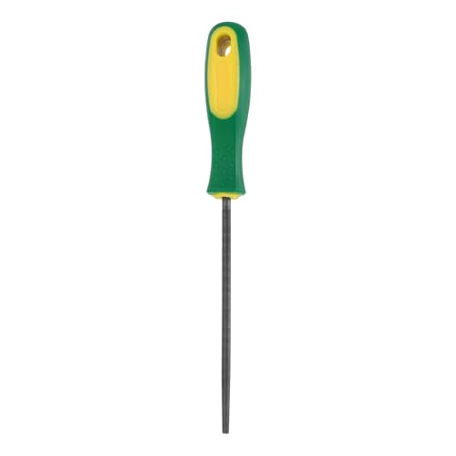 HARFINGTON 6" Round Fine Cut File Double Cut Teeth Fine Metal File High Carbon Steel T12 with Plastic Handle for Metal Wood Finishing Roughing, Grey/Yellow-Green - size: 6", style: Fine Cut