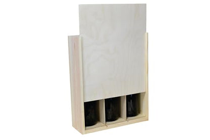 Wooden 3 Bottle Large Slide Top Box, Inside Dimensions 14 x 12 x 4″