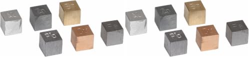 EISCO Density Cubes Set - Includes 6 Metals - Brass, Lead, Iron, Copper, Aluminum, Zinc - 0.4" (10mm) Sides - for use with Density, Specific Gravity Activities (Pack of 2) - size: 10mm (0.4") (Pack of 2)