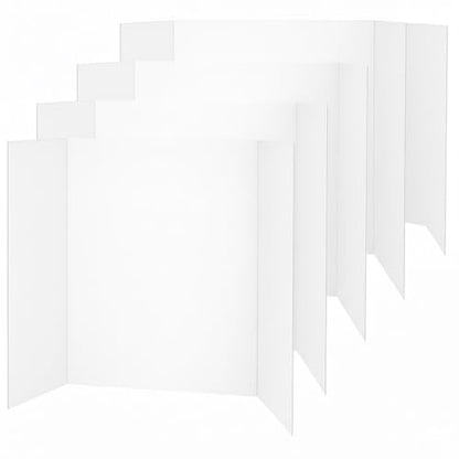 Reusable & Durable Plastic Trifold Board 24" x 16" - 5 Pack is Esay to Paint, Erase and Stick imagens. This Posterboard is Perfect for School Projects & Presentations.