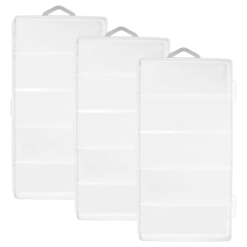 3 Pack Clear Fishing Tackle Storage Box, 5-Grid Plastic Tackle Accessory Box with Lure Bait Hooks Organizer, 175x95x30mm Small Parts Container for Fishing Gear - color: Clear