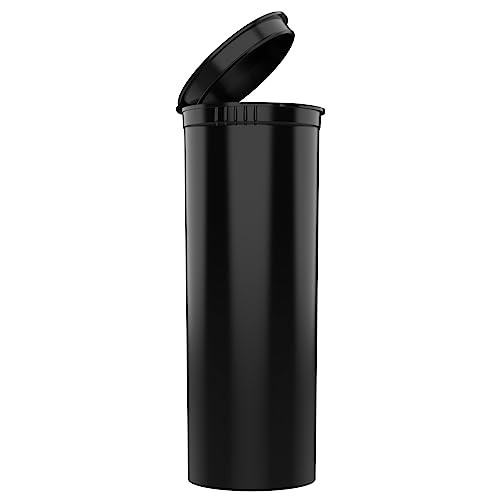 Dragon Chewer 60 Dram CR Plastic Packaging Pop Top Containers - Child Resistant Travel Holder Vial Bottles - 75 qty (Black) - color: Black