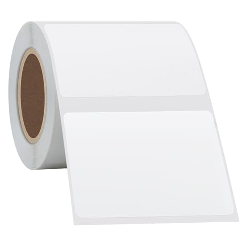 Hybsk 50x30mm Portable Printer Label Paper Multi-Purpose Tear Resistant Direct Thermal Labels Self-Adhesive Stickers Compatible with P50 Label Maker (50x30mm,White Label,4 Rolls) - color: White, size: 4 Rolls