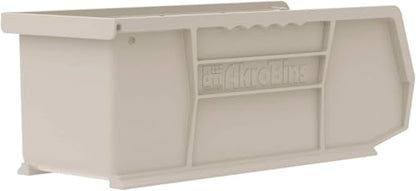Akro-Mils 30224 AkroBins Plastic Hanging Stackable Storage Organizer Bin, 11-Inch x 4-Inch x 4-Inch, Stone, 12-Pack - color: Stone