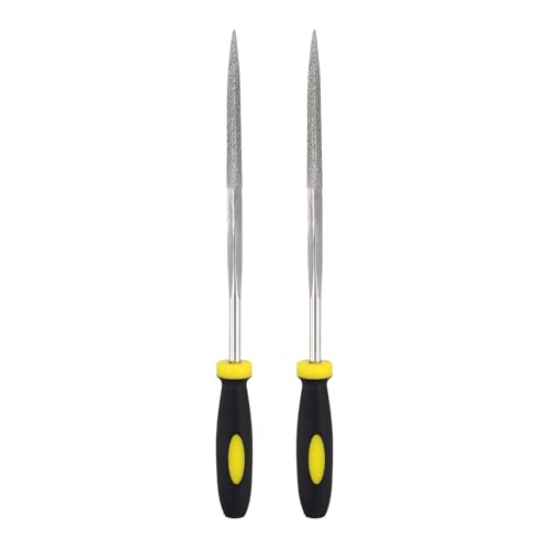 HARFINGTON 2Pcs Diamond File 4x160mm Diamond Needle Triangular Files - size: 4 x 160mm