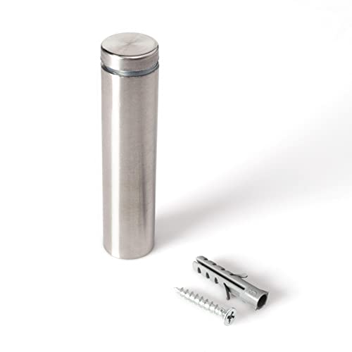 Stainless Steel Standoff 3/4 Inch Diameter x 3 Inch Barrel Length Brushed Finish for PVC, Glass and Acrylic Sign Stand Off Wall Anchors and Screws 48 Piece Small Store Pack - size: 48 Piece Pack