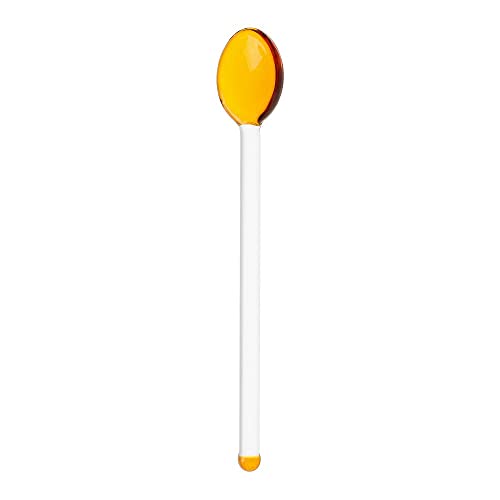 Glass Mixing Spoon 5.1 Inches Heat Resistant Transparent Stirring Spoon Rod Teaspoons for Salt Sugar Tea Coffee Ice Cream Drink (amber) - color: Amber