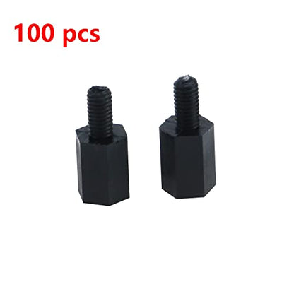 Antrader M3 8+6mm Nylon Male Female Thread Hex Nuts Spacer Standoff Screws