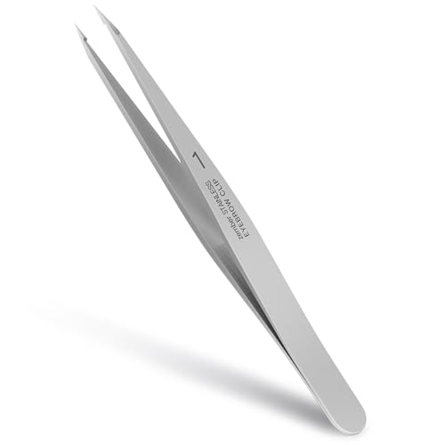 Pointed Tweezers for women Facial hair, Precision Tweezers for Eyebrows, Chin Hair，Ingrown Hair, Splinters, Glass Removal（Silver） - color: 1 Pack (Pointed)