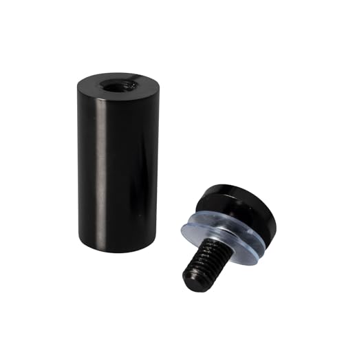 OUTWATER Sign Standoff 1" Diameter x 2" Barrel Length Black Aluminum Eco Series Easy Fasten Standoff Pack of 2 - size: 2 Piece Pack