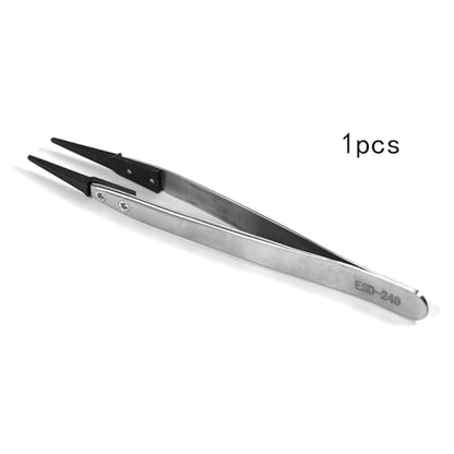 Utoolmart ESD-249 Precision Anti-Static Carbon Fiber Tweezers Stainless Steel Tweezers for Craft Jewelry Electronics 1 pcs - color: 1pcs, size: ESD-249