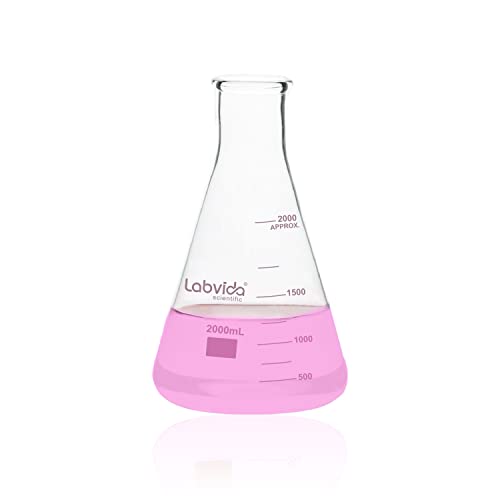 2000ml Narrow Mouth Glass Erlenmeyer Flasks, LVC010 - style: Vol.2000ml, Pack of 1