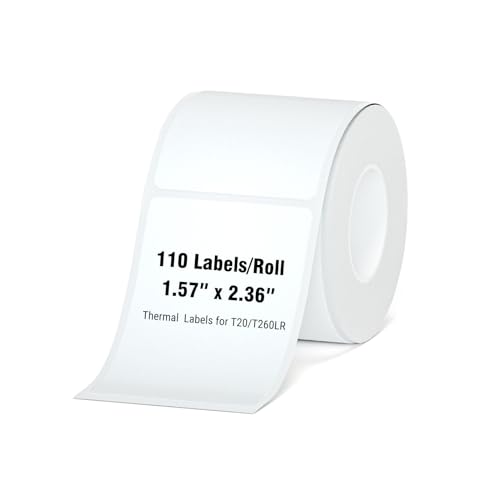 HPRT Thermal Labels, 1.57" x 2.36"(40x60 mm) Waterproof Sticker Paper, Thermal Tape for HPRT T20/T260LR Label Maker, Compatible with Rollo, Phomemo, iDPRT & MUNBYN, 110 Labels/Roll