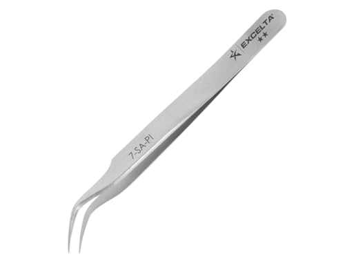 Excelta Curved Tweezers, Curved Very Fine Points, Two Star, Stainless Steel, Anti-Magnetic, 4.5" Length - size: Curved Tips, style: Anti-Magnetic SS
