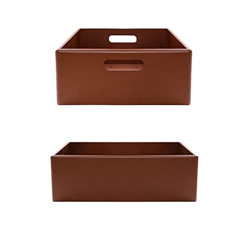 Creative Deco XL Brown Wooden Crate Nesting Crate Handles - color: Brown, size: XL