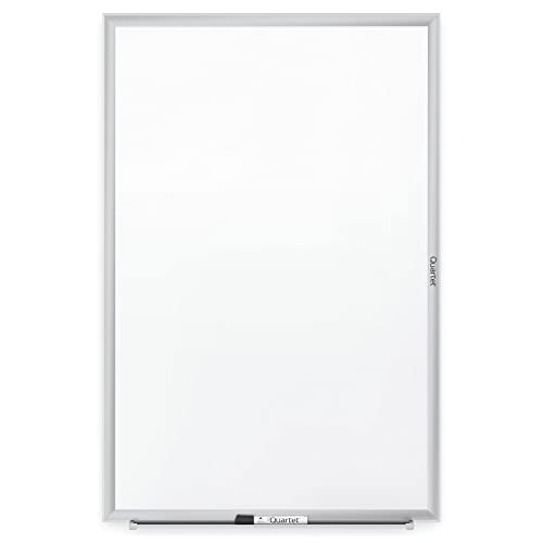 Quartet Dry Erase White Board 36"W x 24"H Non-Magnetic Whiteboard, Total Erase, Silver Aluminum Frame (S533) - color: Silver, size: 36"W x 24"H
