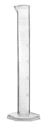 EISCO Graduated Cylinder, 25ml - Class B Tolerance - Octagonal Base - Polypropylene Plastic - Industrial Quality, Autoclavable