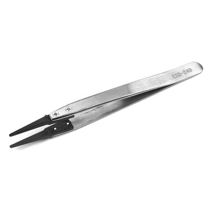 Utoolmart ESD-249 Precision Anti-Static Carbon Fiber Tweezers Stainless Steel Tweezers for Craft Jewelry Electronics 1 pcs - color: 1pcs, size: ESD-249