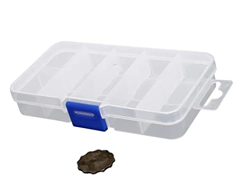 2 Pcs Tool Box Tool Organizer, Plastic Storage Case with 10 Removable Grids