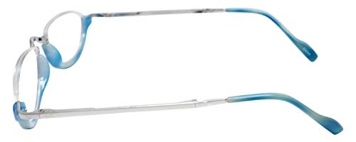 Calabria 309 Compact Folding Reading Glasses Mens Womend Trendy Semi-Rimless Foldable Pocket Readers Eyeglasses w/Hard Case - color: Blueberry