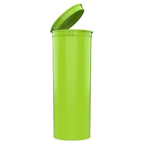 Dragon Chewer 60 Dram CR Plastic Packaging Pop Top Containers - Child Resistant Travel Holder Vial Bottles - 75 qty (Lime Green) - color: Lime Green