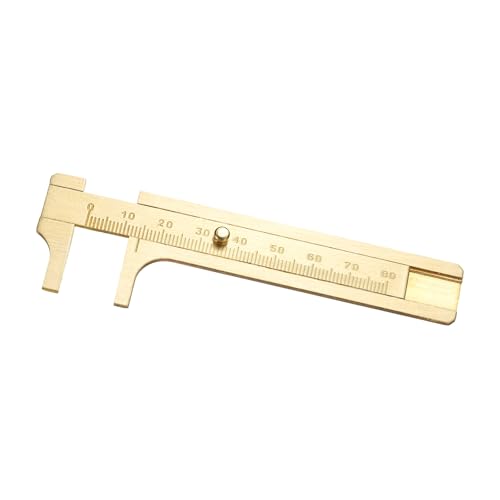 uxcell Pocket Caliper Ruler 80mm Brass Sliding Gauge Mini Caliper Precision Double Scales Metric Measurement Tool Drawing Measuring Ruler Gold - size: 80mm