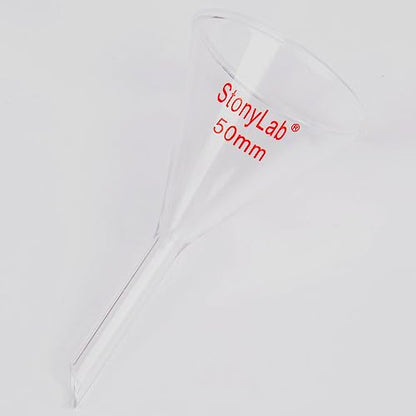 stonylab 1-Pack Glass Funnel, Heavy Wall Borosilicate Glass Funnel, 50mm Diameter and 50mm Stem Length - size: 50mm Diameter and 50mm Stem