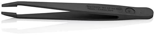 KNIPEX Tools 92 09 04 ESD Plastic Gripping Tweezers-Blunt Tips-ESD, 4-1/2", Black