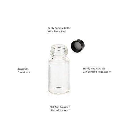 5ML Clear Glass Sample Vial, Liquid Sampling Sample Glass Bottle, Borosilicate Storage Glass Vial,18 * 40mm, Black 15-425 Polypropylene Screw Cap with PE Liners, Pack of 100 - size: 5ML