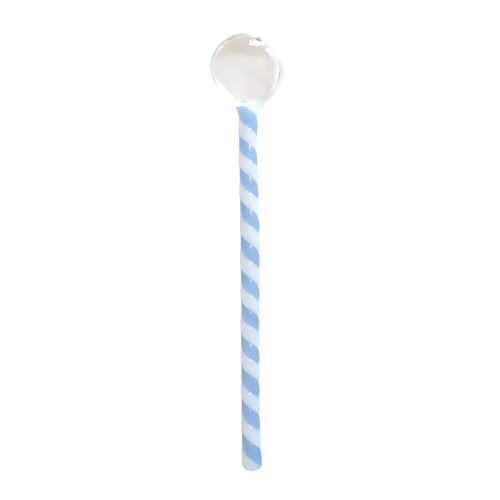 Glass Stirring Spoons 6.7 Inch Clear Crystal Coffee Cocktail Mixing Spoon Teaspoons Ice Cream Yogurt Jam Dessert Scoop Swizzle Stick Stirrer for Bar Cafe Party Coffee (Blue) - color: Blue