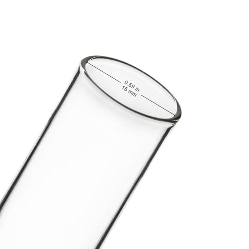 XCD Borosilicate Glass Test Tubes, 20 mm O.D. x 150 mm Length, Cylindrical Bottom and Flared Top Lip for Lab Heating and Reactions, 20-Pack - size: 20x150 mm
