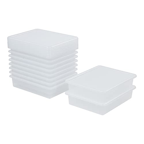 ECR4Kids Letter Size Tray Organizer with Lid, Small, 10-Piece, Clear - color: Clear