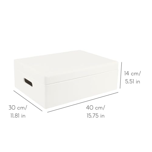 Creative Deco XL White Wooden Box Storage with Hinged Lid - color: White, size: XL | Handles