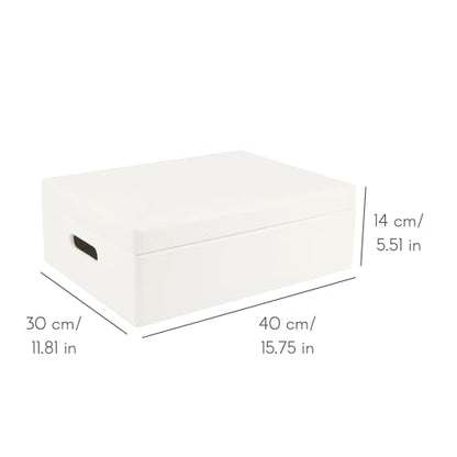 Creative Deco XL White Wooden Box Storage with Hinged Lid - color: White, size: XL | Handles
