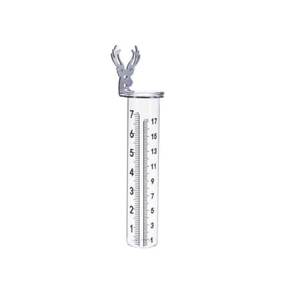 7" Rain Gauge Outdoor, Accurate Glass Tube Best Rated with Deer Shape Rack, Decorative Deer Antler Rain Measure Tool for Garden, Lawn, Patio (Style A) - style: Style A