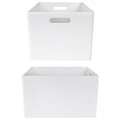 Creative Deco XXL White Wooden Crate Nesting Crate Handles - color: White, size: XXL