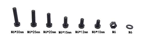 Metric M6 Black Nylon Phillips Pan-Head Screws, Nuts & Washers Kit - color: Black-M6