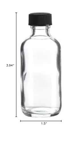 Premium Vials B26-24 Boston Round Glass Bottle with Cap, 2 oz Capacity, Clear (Pack of 24) - color: Clear