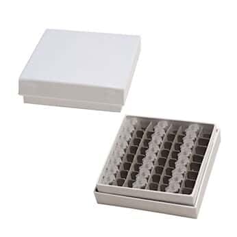 Argos Technologies Cardboard Freezer Box, 3 (in) x 3 (in) x 1 (in): with 64-Place Divider for PCR Tubes - size: H: 1 in - Tubes: 64 - Tube: 0.2 mL PCR