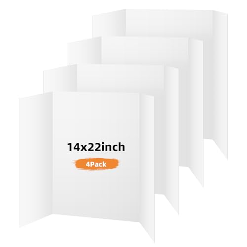 4 Pack Trifold Poster Board, 14x22 White Presentation Display Board - size: 14x22, style: 4 Pack