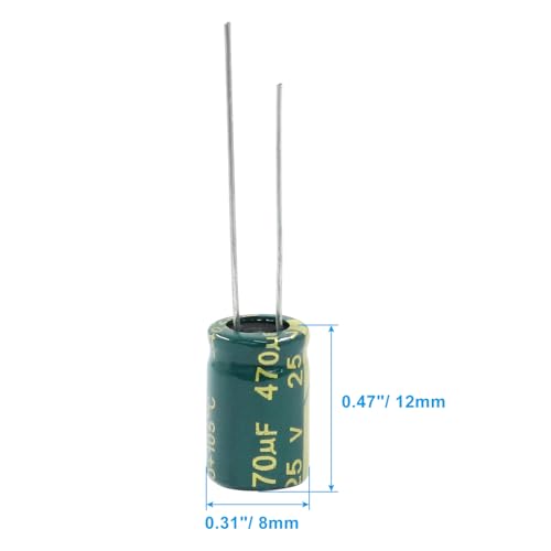 Hordion 20PCS 25V 470UF Electrolytic Capacitor, 0.31x0.47in High Frequency - style: 25V 470UF