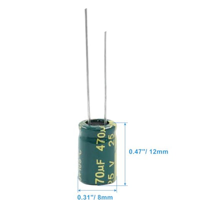 Hordion 20PCS 25V 470UF Electrolytic Capacitor, 0.31x0.47in High Frequency - style: 25V 470UF