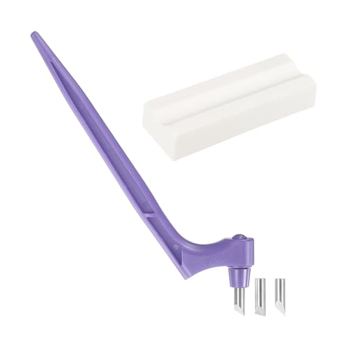 HARFINGTON Craft Cutting Tools 15/30/45 Degree Blades 360 Degree Rotating Blade Stainless Steel Cutter Pen Knife with Sharpening Stone for DIY Crafts Stencils Scrapbooks, Purple - color: Purple